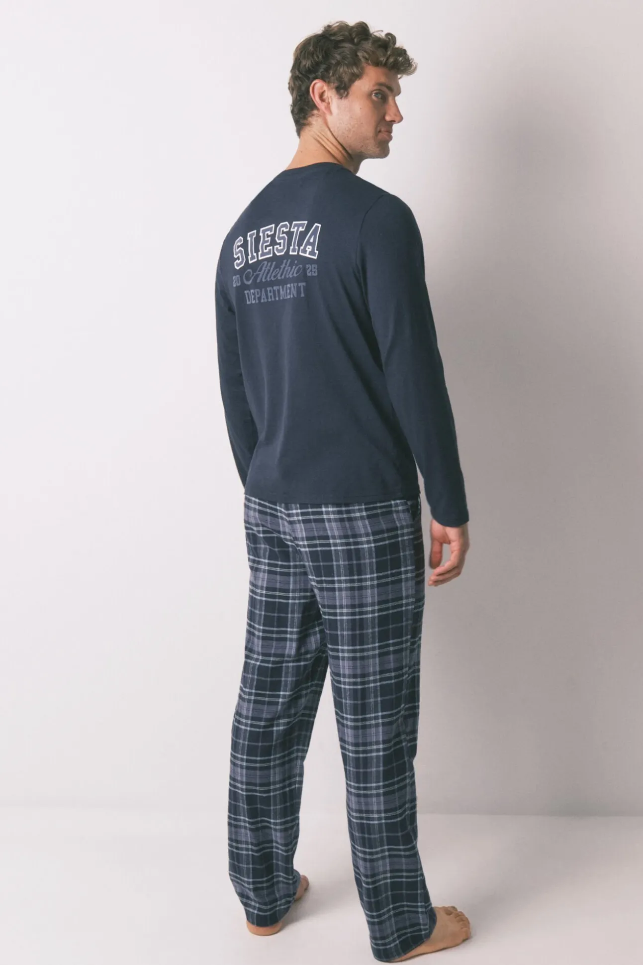 Pijama largo hombre 100% algodón cuadros