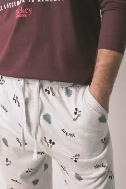 Pijama largo hombre 100% algodón Mickey Mouse