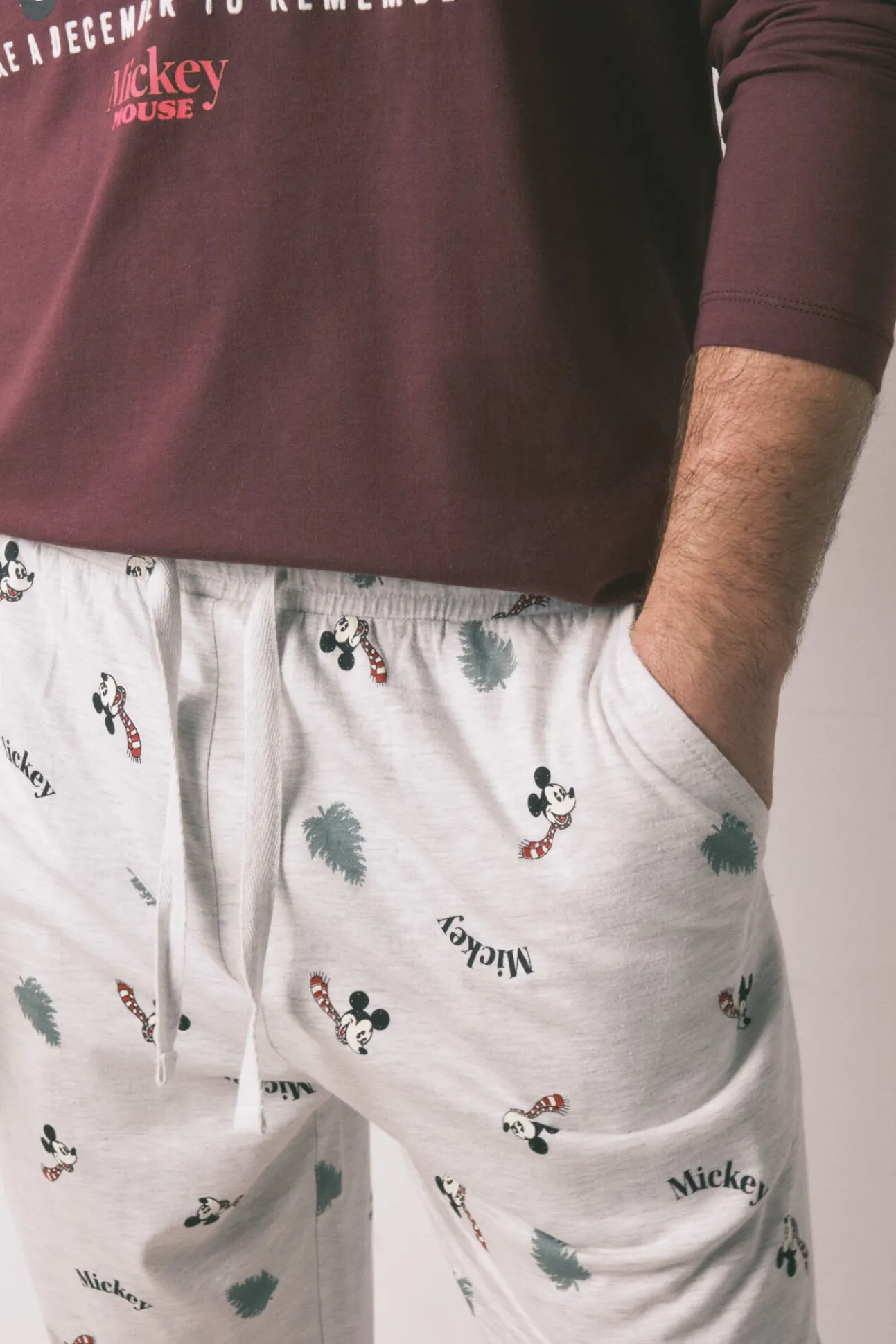 Pijama largo hombre 100% algodón Mickey Mouse