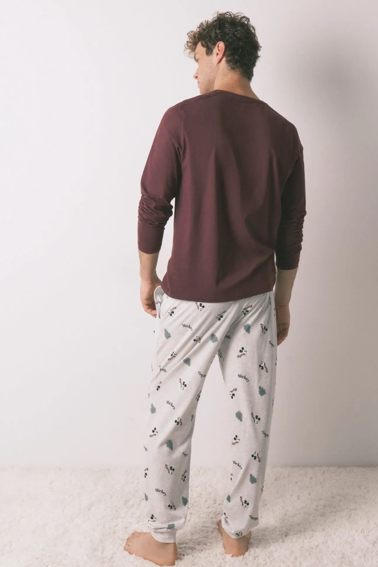 Pijama largo hombre 100% algodón Mickey Mouse