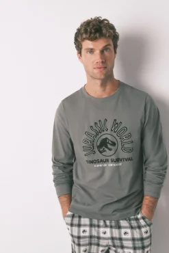 Pijama largo hombre 100% algodón "Jurassic World"