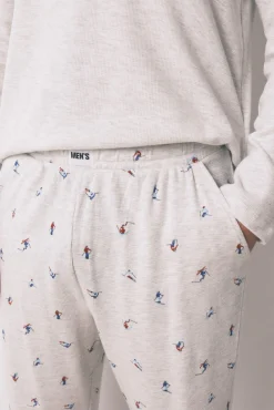 Pijama largo hombre 100% algodón gris ski