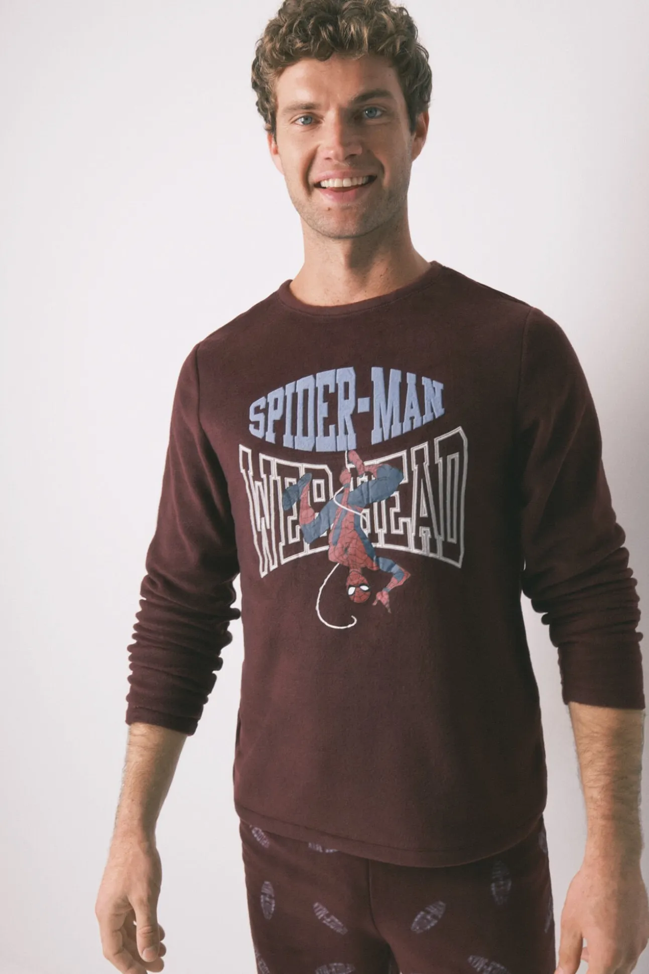 Pijama largo hombre polar rojo Spiderman