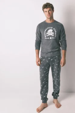 Pijama largo hombre polar "Motorcycle"