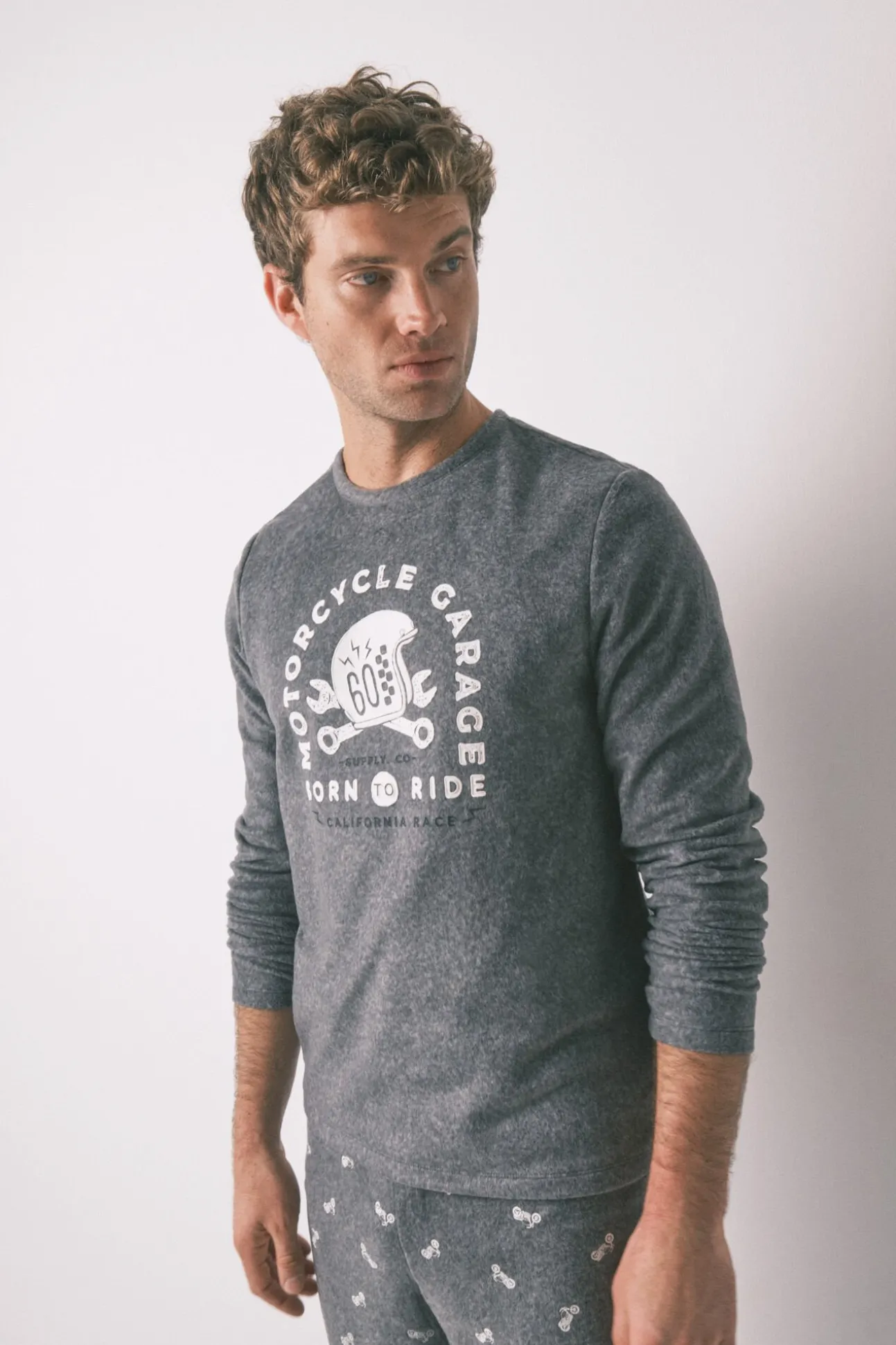 Pijama largo hombre polar "Motorcycle"