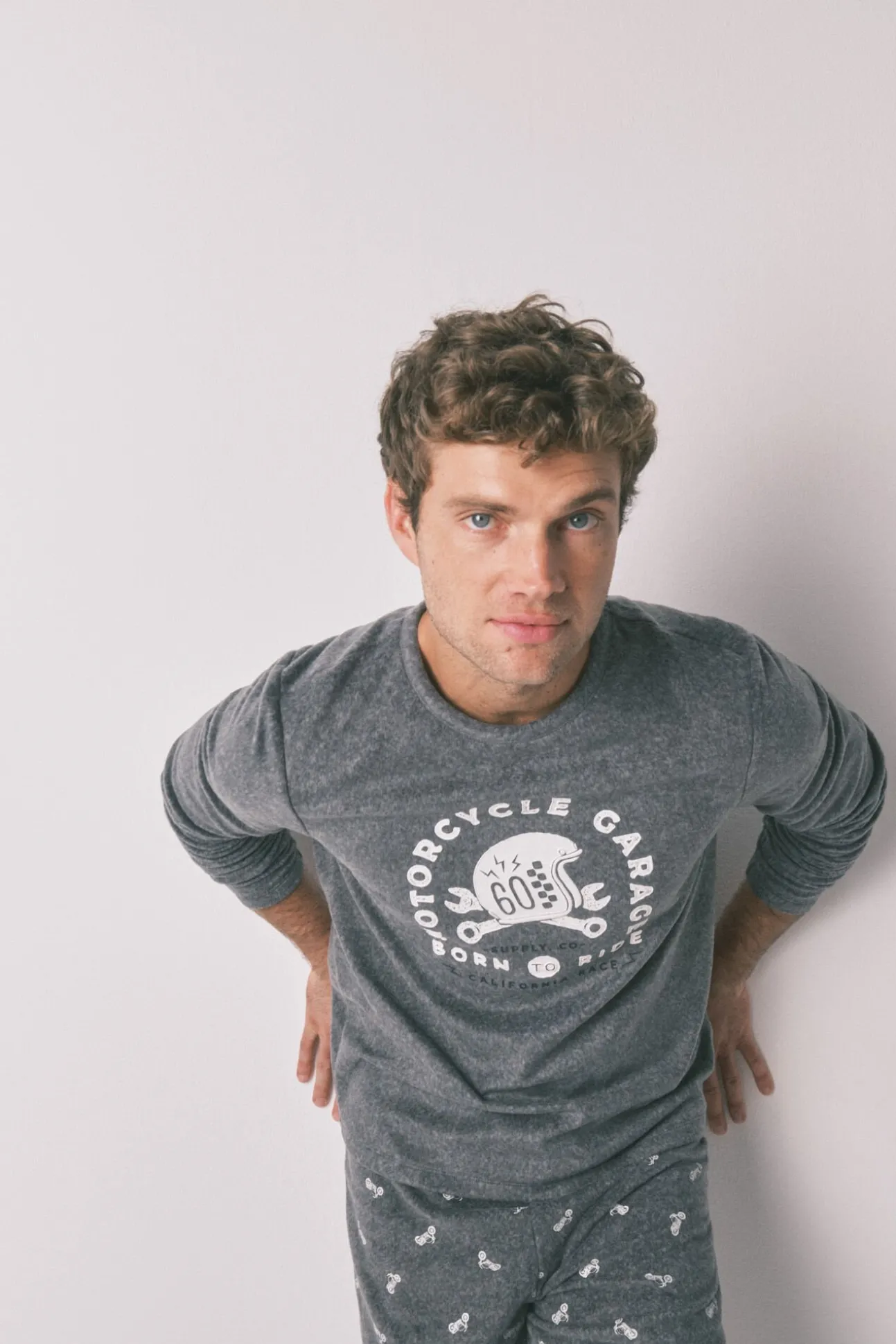 Pijama largo hombre polar "Motorcycle"