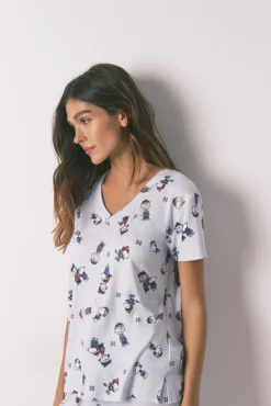 Pijama largo manga corta Snoopy super soft