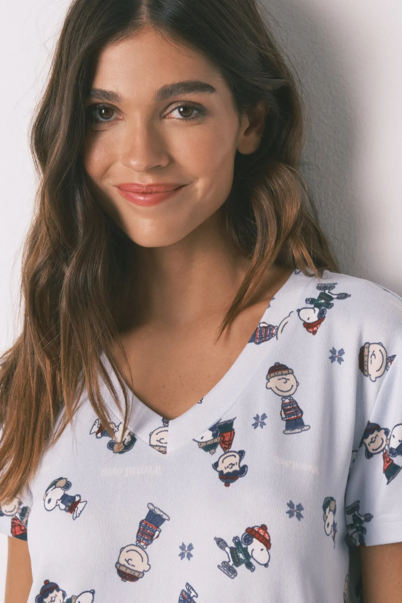 Pijama largo manga corta Snoopy super soft