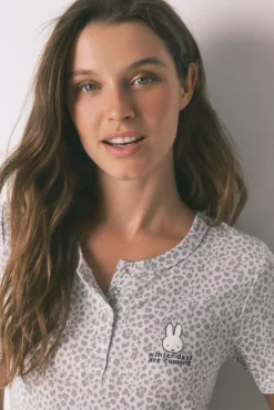 Pijama largo manga corta estampado animal Miffy