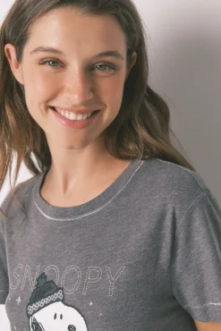 Pijama largo manga corta 100% algodón Snoopy