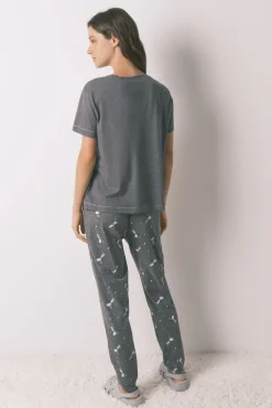 Pijama largo manga corta 100% algodón Snoopy