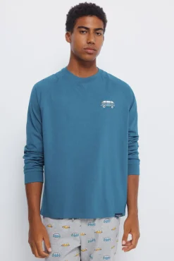 Pijama largo manga raglan pantalón coches