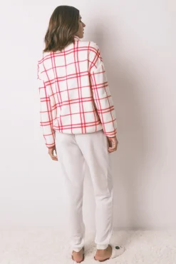 Pijama largo polar cuadros blanco Mafalda