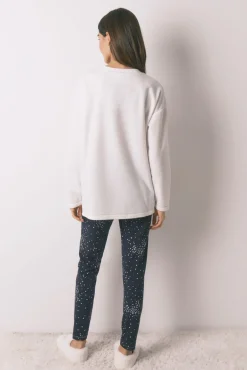 Pijama largo polar estampado