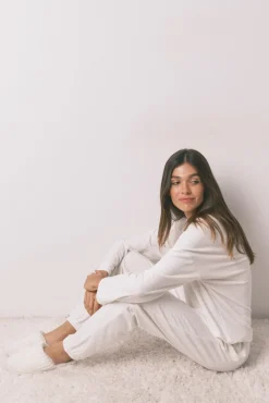 Pijama largo polar estampado rayas lurex