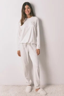 Pijama largo polar estampado rayas lurex