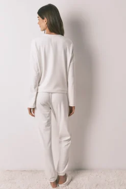 Pijama largo polar estampado rayas lurex