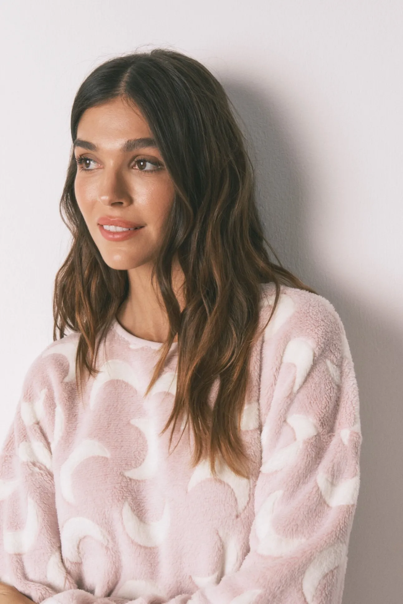 Pijama largo polar mousse lunas