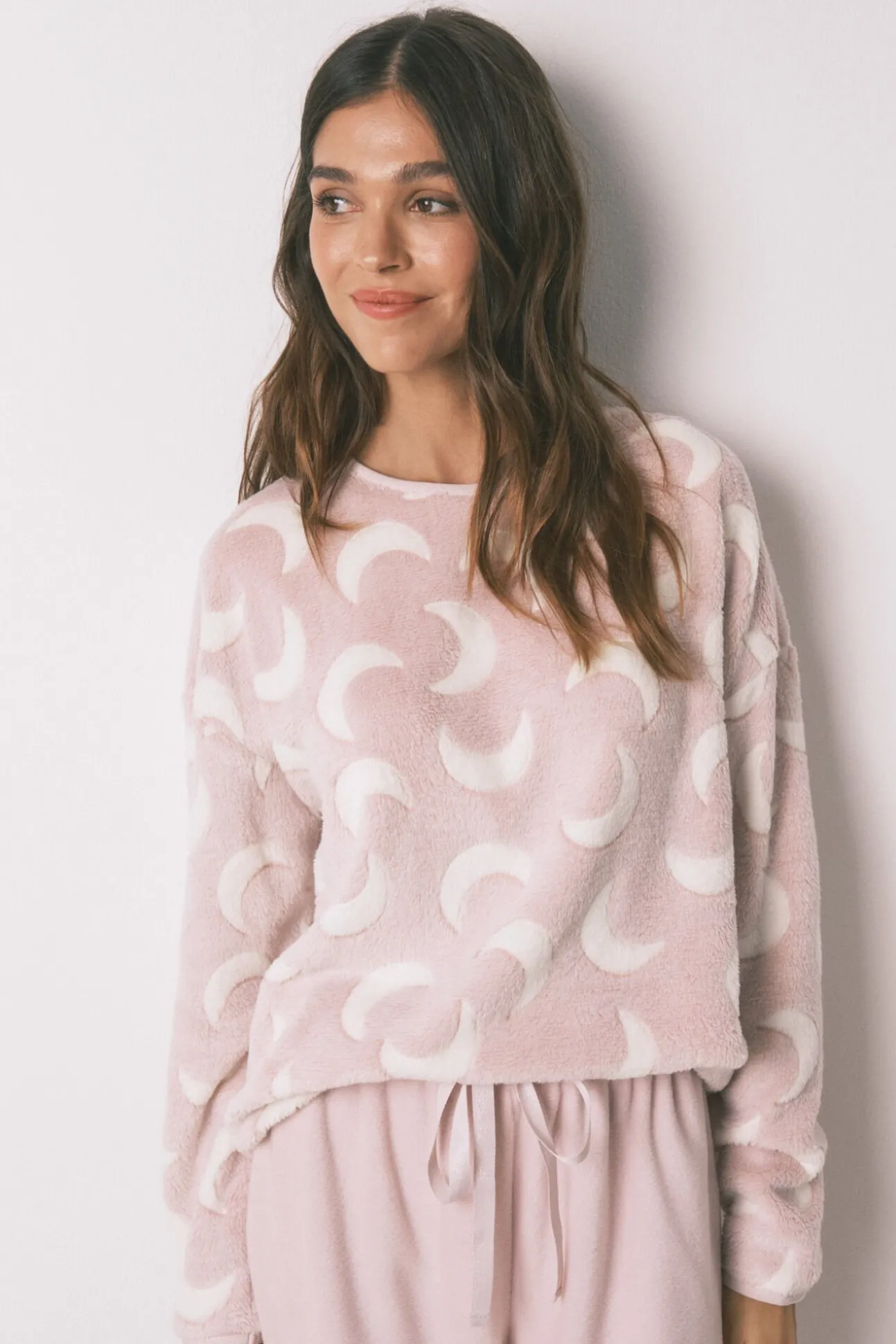 Pijama largo polar mousse lunas