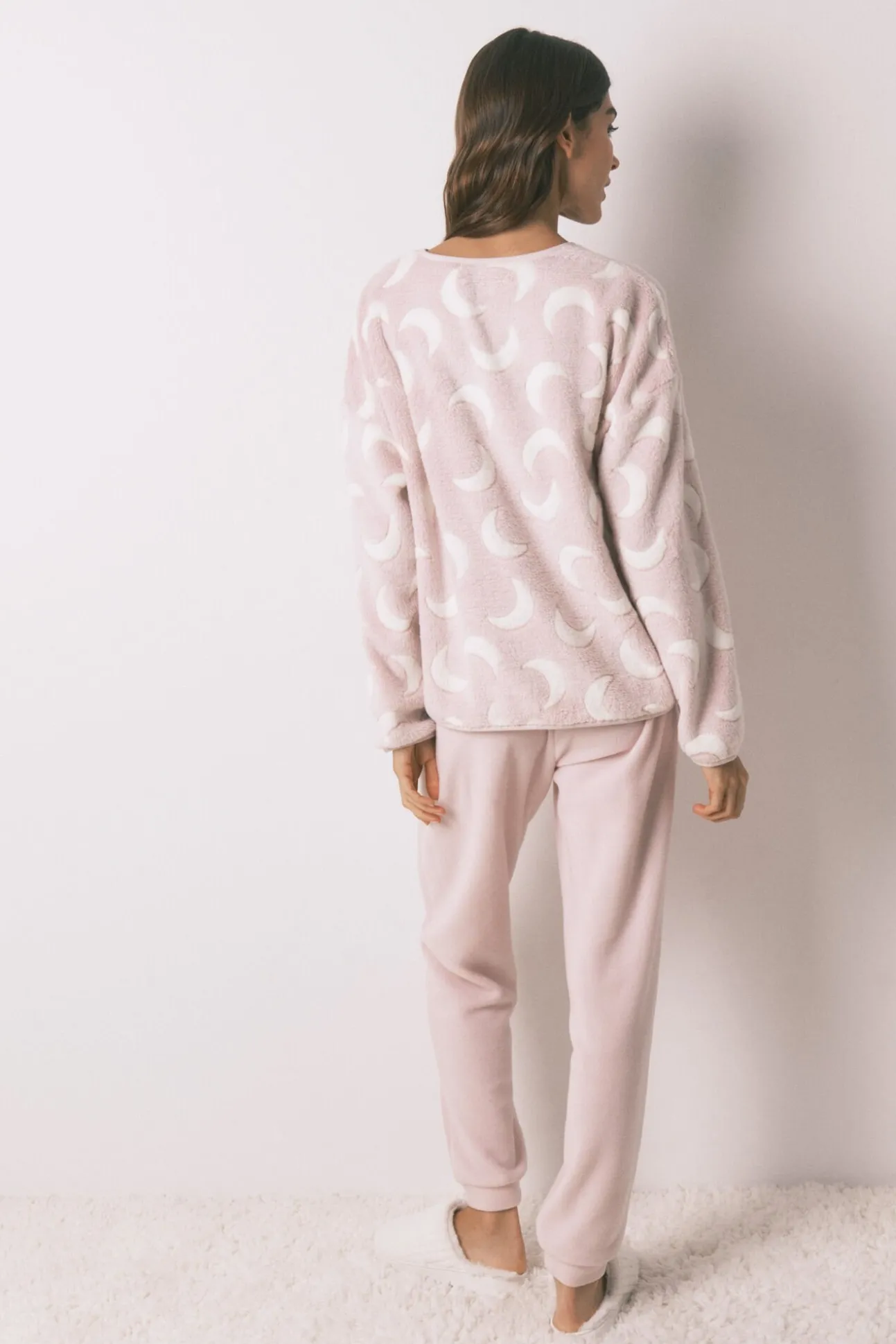 Pijama largo polar mousse lunas
