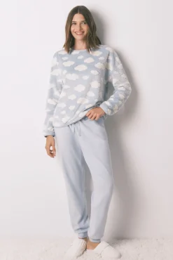 Pijama largo polar mousse nubes