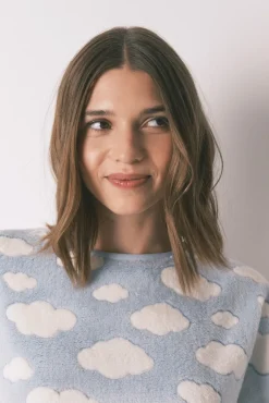 Pijama largo polar mousse nubes