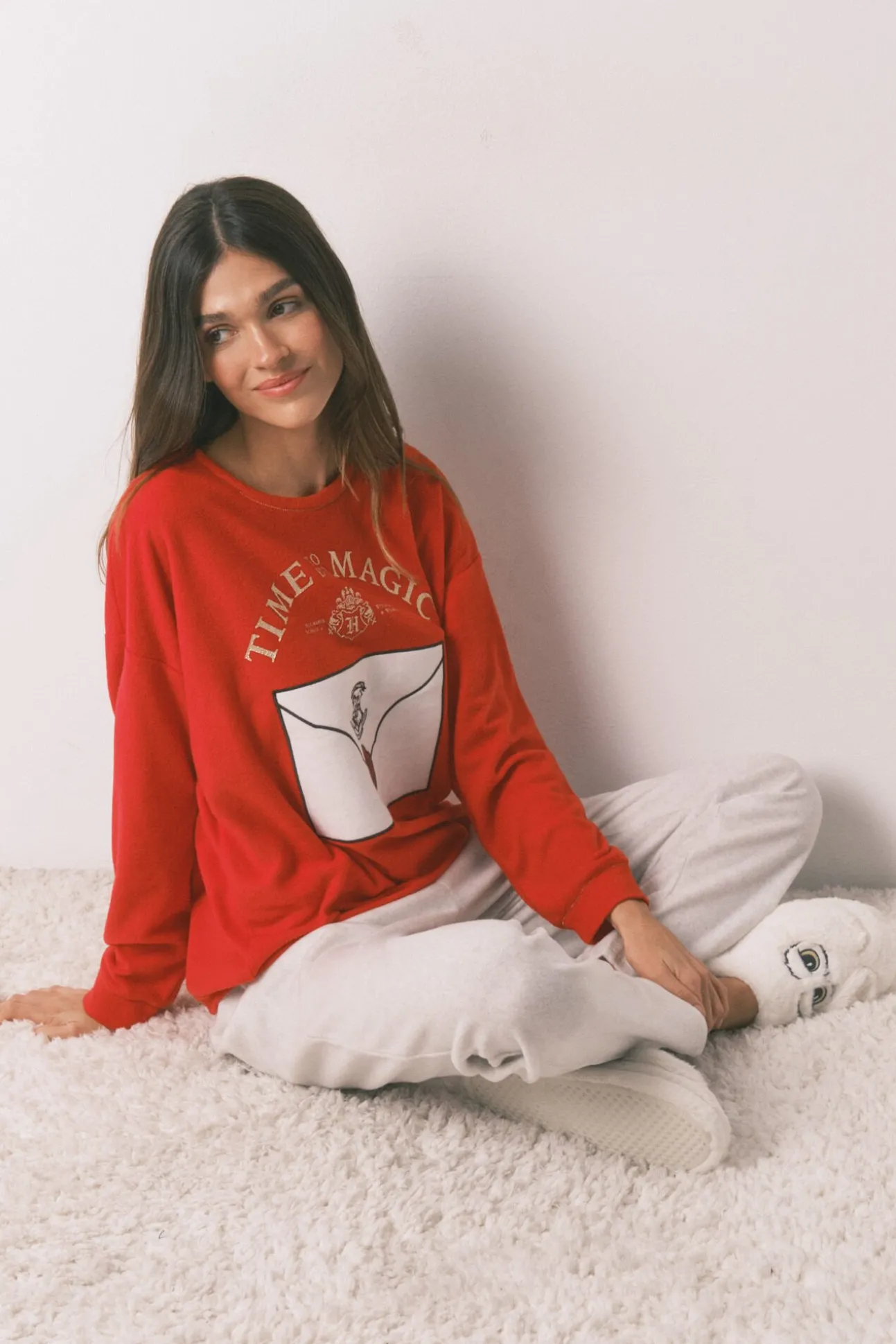 Pijama largo polar suave estampado Harry Potter