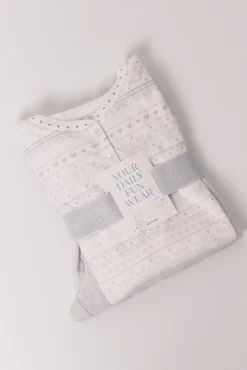 Pijama largo polar suave cenefas gris