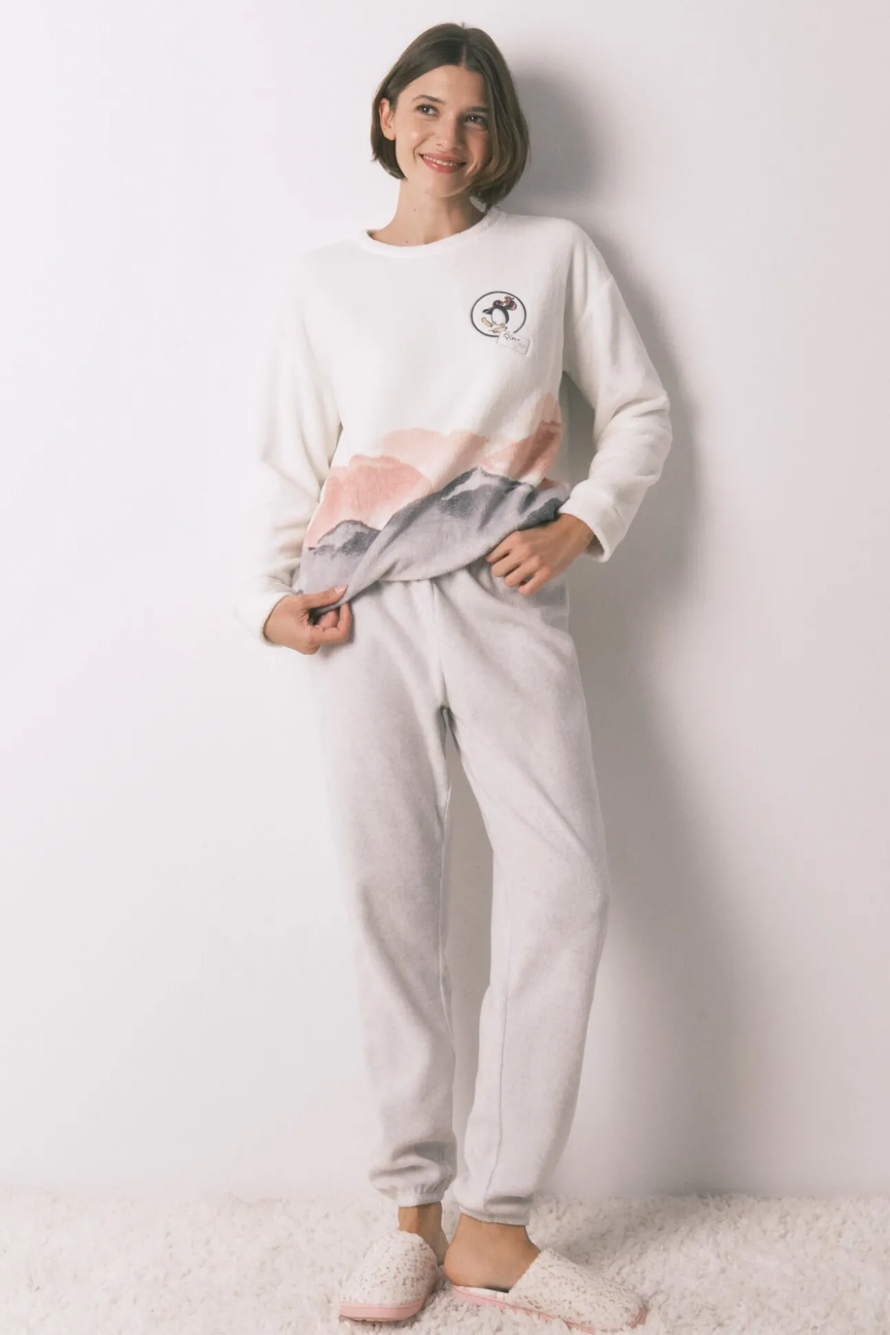Pijama largo polar suave estampado Pingu