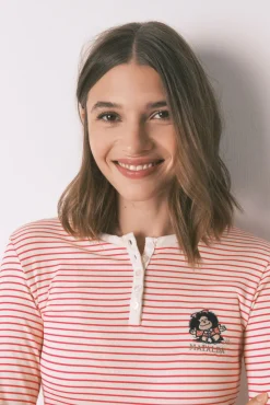 Pijama largo punto extra suave rayas Mafalda