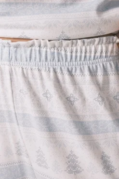 Pijama largo punto suave cenefas azul