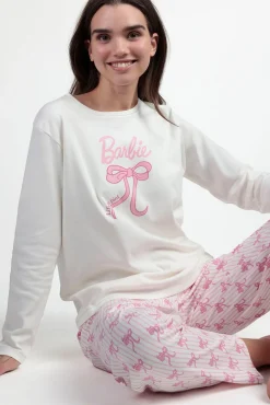 Pijama largo rayas lazos Barbie 100% algodón