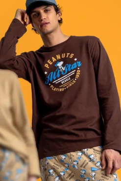 Pijama largo Snoopy 100% algodón para hombre