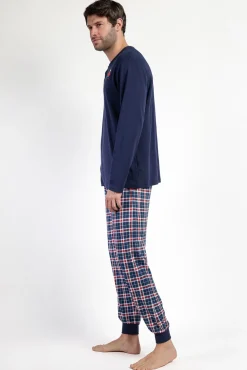 Pijama largo Snoopy cuadros 100% algodón