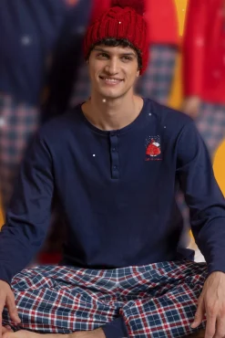 Pijama largo Snoopy cuadros 100% algodón