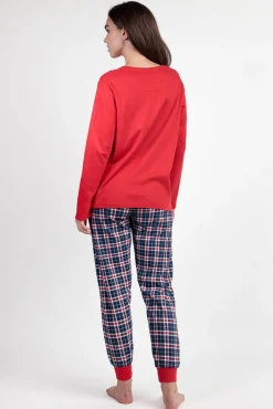 Pijama largo Snoopy cuadros 100% algodón