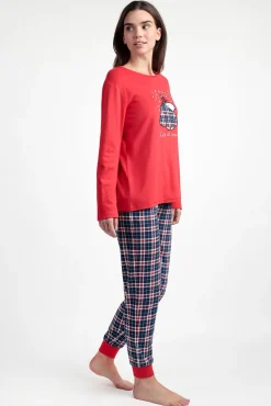 Pijama largo Snoopy cuadros 100% algodón