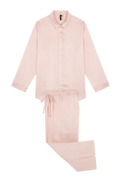 Pijama largo strass satén naranja