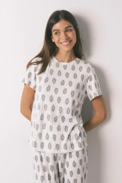 Pijama largo super soft flores manga corta