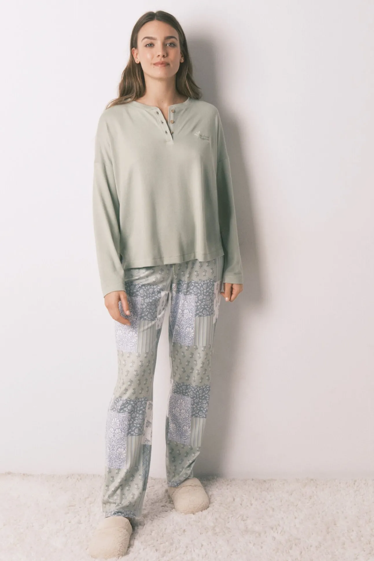 Pijama largo super soft patchwork