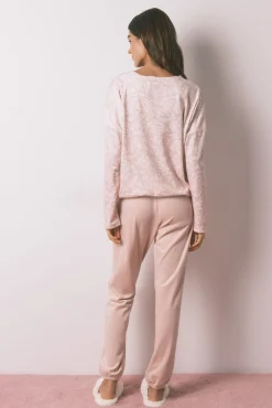 Pijama largo terciopelo suave rosa brillo