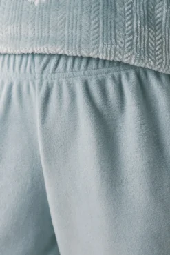 Pijama largo terciopelo textura azul