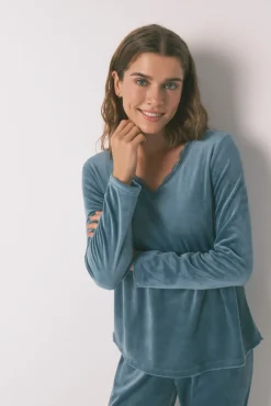 Pijama largo terciopelo verde