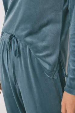 Pijama largo terciopelo verde