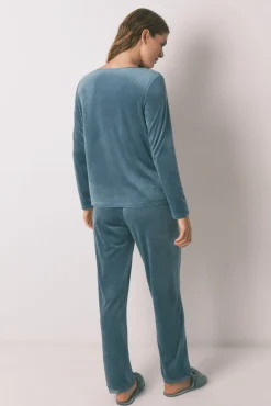 Pijama largo terciopelo verde