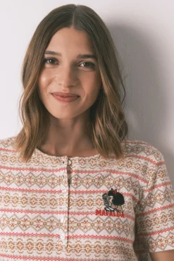 Pijama largo textura gofre afelpado cenefas Mafalda
