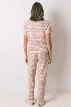 Pijama largo textura gofre afelpado cenefas Mafalda