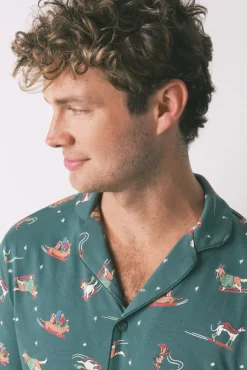 Pijama masculino camisero perritos 100% algodón