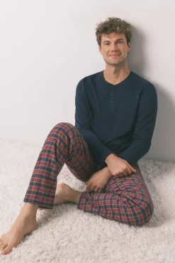 Pijama masculino cuadros 100% algodón