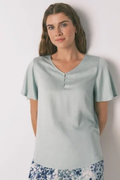 Pijama satén viscosa floral verde